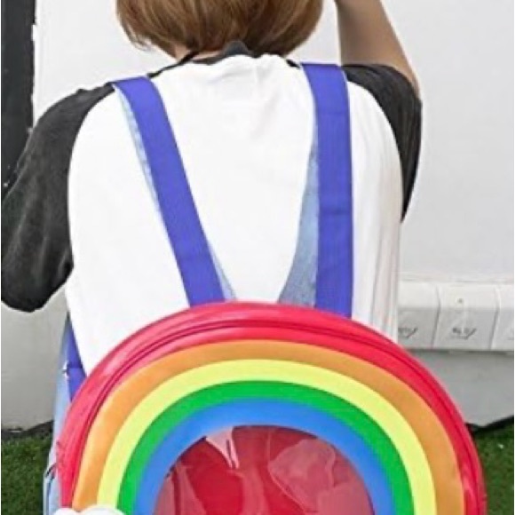 NRFB Plastic Rainbow Stripe Cleat / Transparent  Adjustable Backpack Lar… - Picture 5 of 5